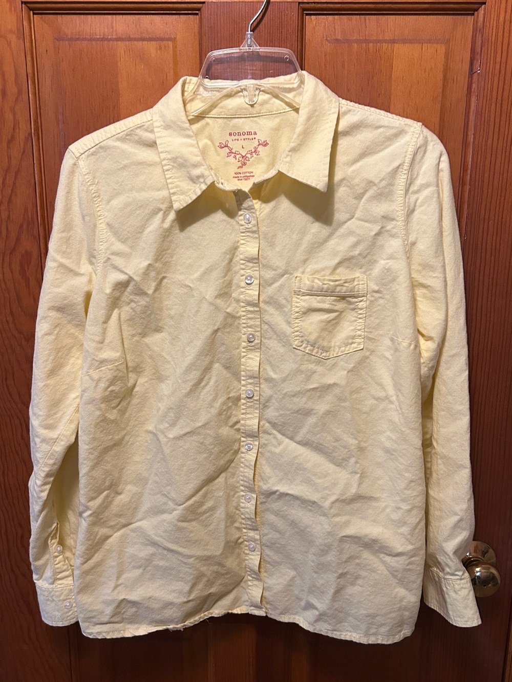 Sonoma Pale Yellow Cotton Button-Down Shirt